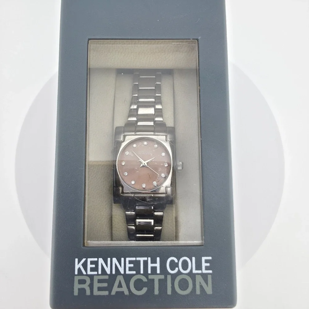New! KENNETH COLE REACTION Ladies Watch Crystal Indices St. Steel 6.75